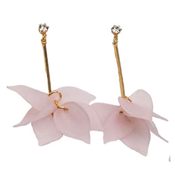 Acrylic Flower Petal Rhinestone Earrings - Picture 1 of 1
